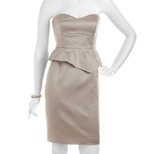 Nicole Miller Women's Strapless Peplum Dress in Mocha and size 8 NWT MSRP $430